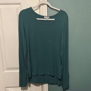 EARTHBOUND Teal Ribbed Long Sleeve Blouse